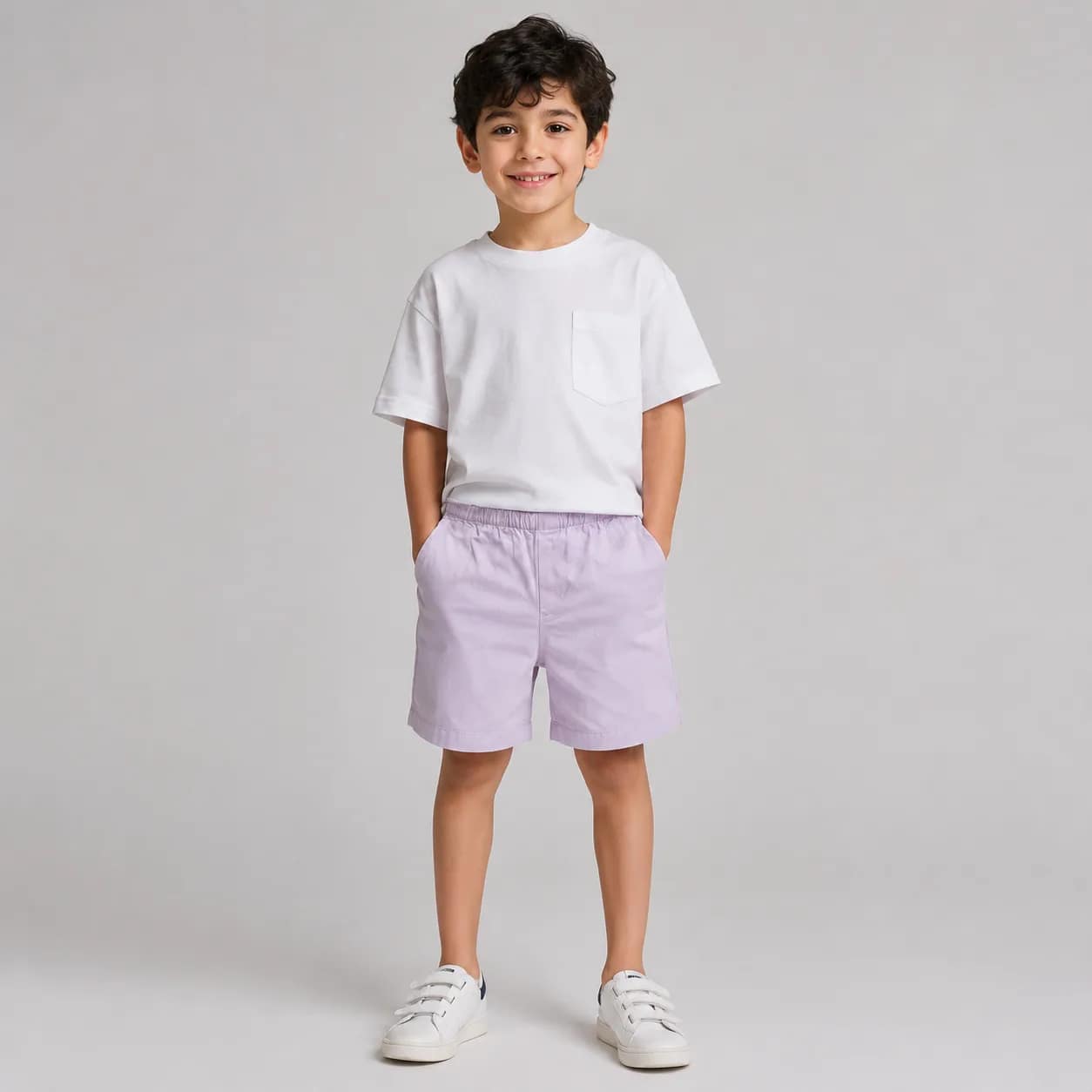 شورت فتيان بنفسجي مع جيوب غير رسمي, design moderne et confortable, idéal pour un style décontracté.