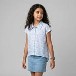 chemise fleuri bleu ciel