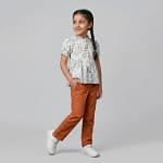 ensemble chemise fleuri pantalon orange1