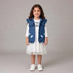 robe blanche gilet jeans